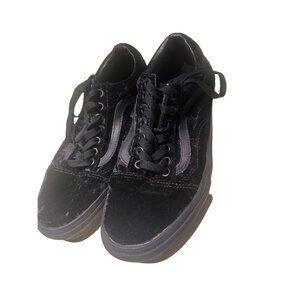 Vans Old Skool Low Top Black Velvet Lace Up Skater Shoes - US Mens 6.5 US Womens